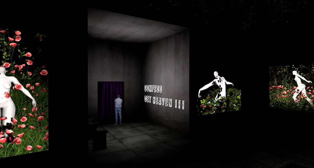 dark and moody art installation in Secondlife a Virtual world by artist Terrygold