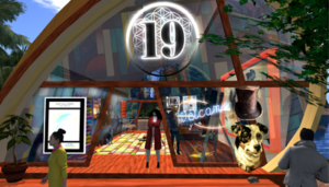 Photo of the front of the 9inteen Gallery in Secondlife