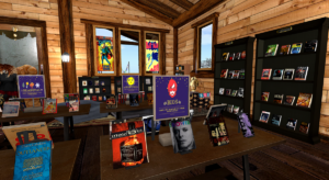 Photo of the books available in the Frosty Toes Book and Coffee Shop in Secondlife