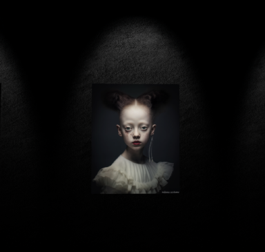 Three portraits of people on a black textured wall